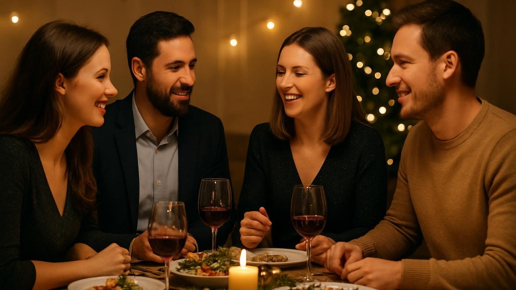 Gruppo di adulti in contesto sociale per Capodanno
